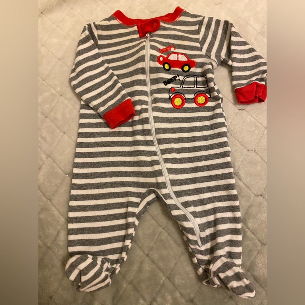 Stripped Zip up onesie